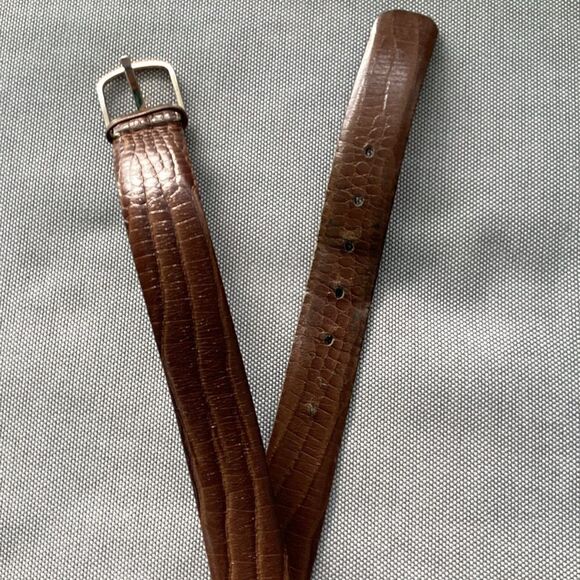 Brown leather Mens dress belt. BLT0004 - Picture 3 of 5